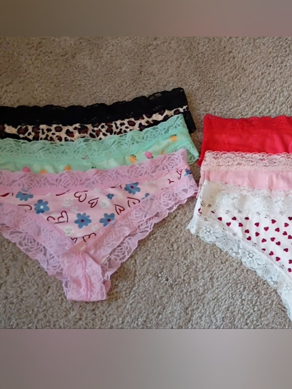 NEW Lace Trim Bikini/ Cheeky Panties  Leopard 6-Pack Sz. Med